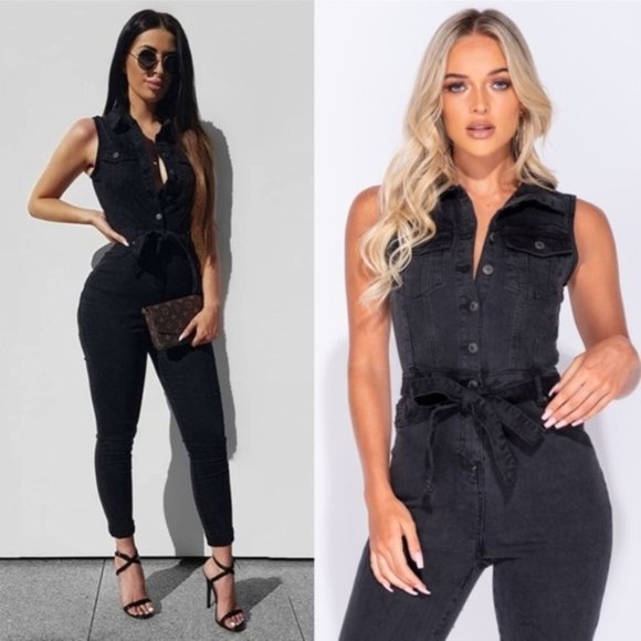Paris&Pearle Pants - RESTOCKD 5⭐ Fav Lola Black Denim Jumpsuit